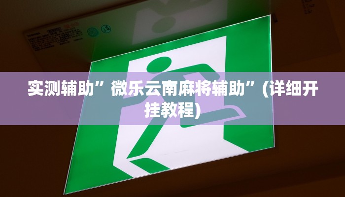 实测辅助”微乐云南麻将辅助”(详细开挂教程)