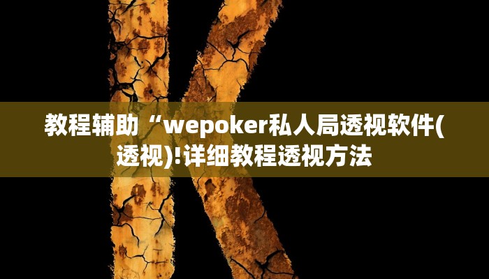教程辅助“wepoker私人局透视软件(透视)!详细教程透视方法