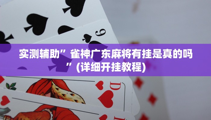 实测辅助”雀神广东麻将有挂是真的吗”(详细开挂教程)