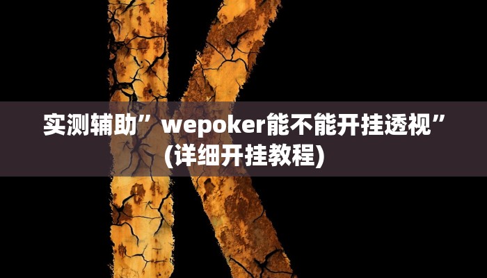 实测辅助”wepoker能不能开挂透视”(详细开挂教程)