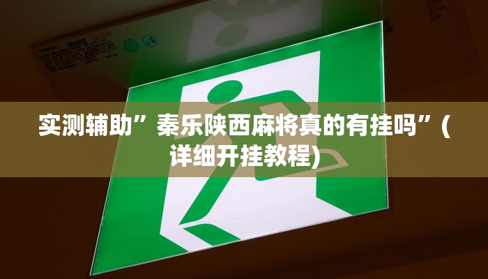 实测辅助”秦乐陕西麻将真的有挂吗”(详细开挂教程)