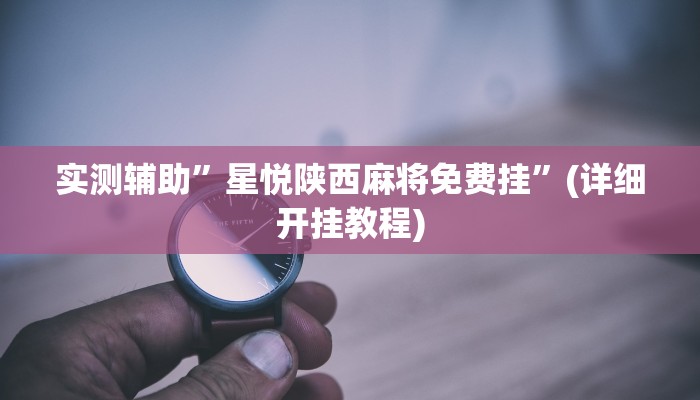 实测辅助”星悦陕西麻将免费挂”(详细开挂教程)