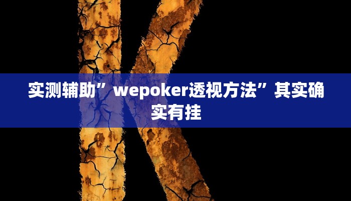 实测辅助”wepoker透视方法”其实确实有挂