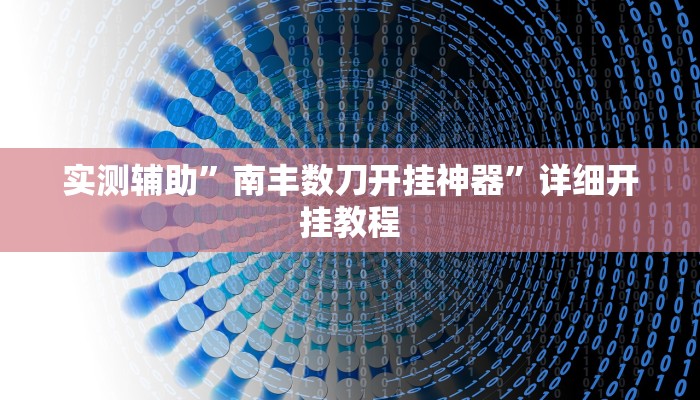 实测辅助”南丰数刀开挂神器”详细开挂教程