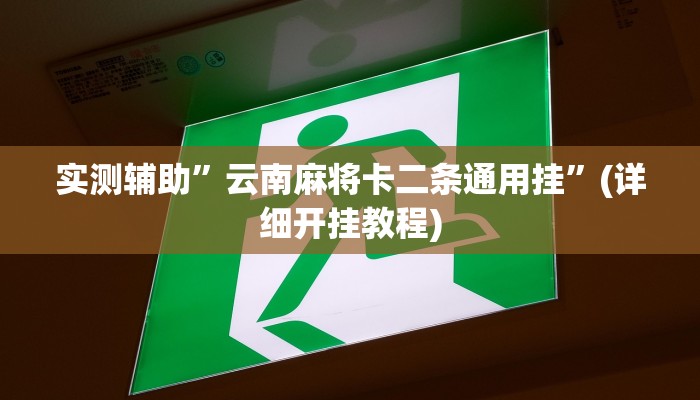 实测辅助”云南麻将卡二条通用挂”(详细开挂教程)