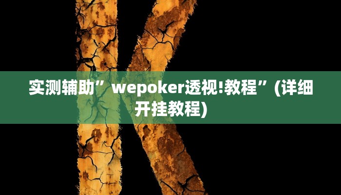 实测辅助”wepoker透视!教程”(详细开挂教程)