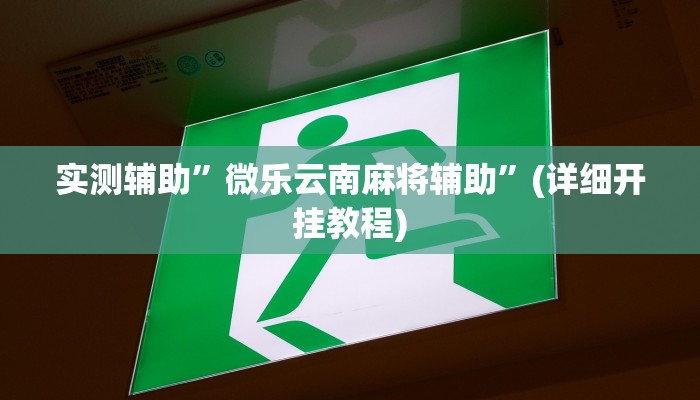 实测辅助”微乐云南麻将辅助”(详细开挂教程)