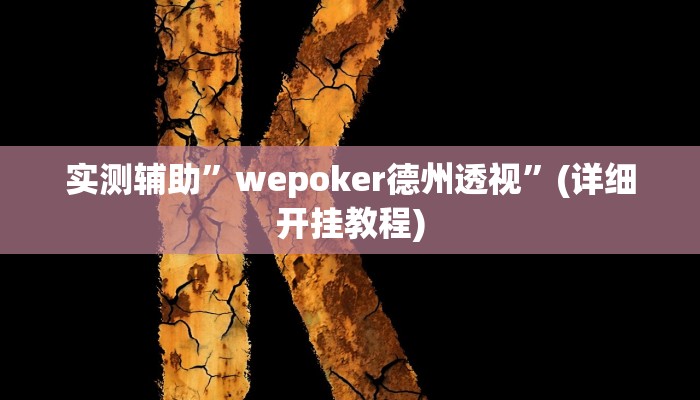 实测辅助”wepoker德州透视”(详细开挂教程)