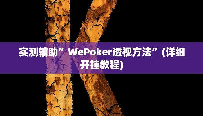 实测辅助”WePoker透视方法”(详细开挂教程)