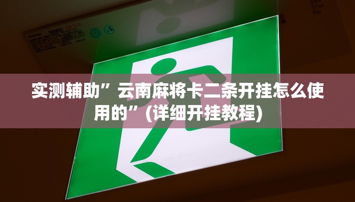 实测辅助”云南麻将卡二条开挂怎么使用的”(详细开挂教程)