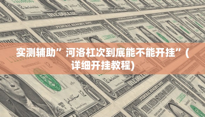 实测辅助”河洛杠次到底能不能开挂”(详细开挂教程)