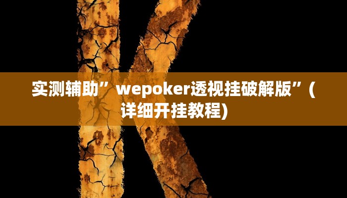 实测辅助”wepoker透视挂破解版”(详细开挂教程)
