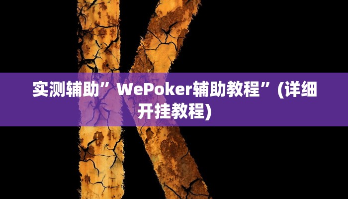 实测辅助”WePoker辅助教程”(详细开挂教程)
