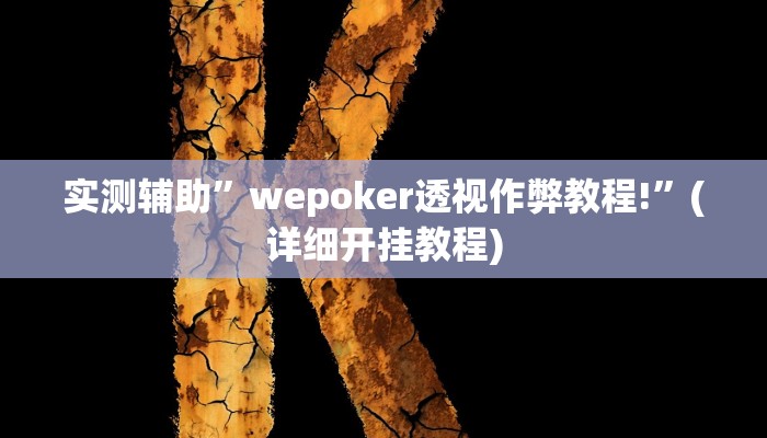 实测辅助”wepoker透视作弊教程!”(详细开挂教程)