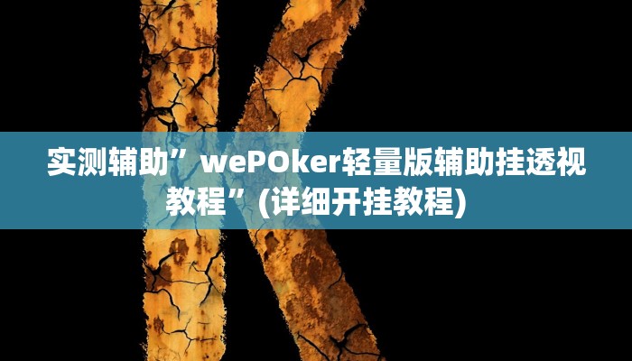 实测辅助”wePOker轻量版辅助挂透视教程”(详细开挂教程)