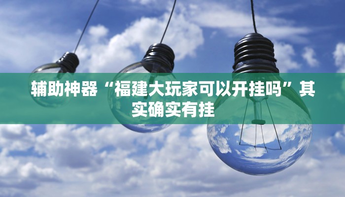 辅助神器“福建大玩家可以开挂吗”其实确实有挂