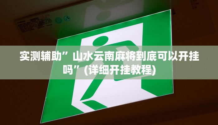 实测辅助”山水云南麻将到底可以开挂吗”(详细开挂教程)