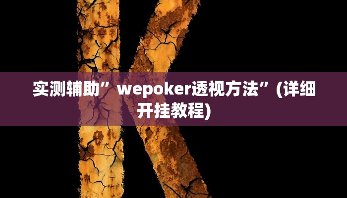 实测辅助”wepoker透视方法”(详细开挂教程)