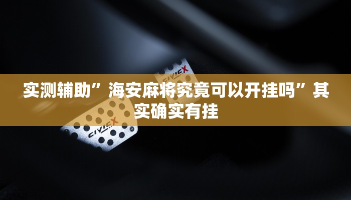 实测辅助”海安麻将究竟可以开挂吗”其实确实有挂