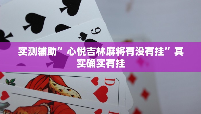 实测辅助”心悦吉林麻将有没有挂”其实确实有挂
