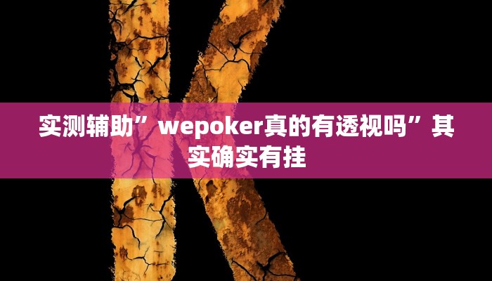 实测辅助”wepoker真的有透视吗”其实确实有挂