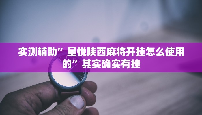 实测辅助”星悦陕西麻将开挂怎么使用的”其实确实有挂